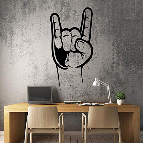 Tianpengyuanshuai Tatuajes de Pared Rock Music Finger Horn Rock Music Vinyl Decoration Removable Art Mural 68X34cm