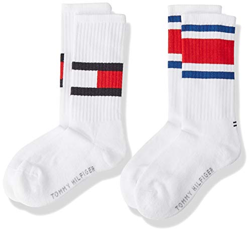 Tommy Hilfiger Th Kids Flag 2p Calcetines, Blanco (White 300), 39 (Talla del fabricante: 39/42) (Pack de 2) para Niños