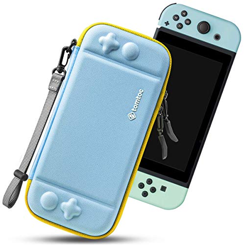 tomtoc Funda Ultra Delgada para Nintendo Switch, Patente Original Estuche Rígido con más Espacio de Almacenamiento para 10 Juegos, Case de Transporte con Protección de Estándar Militar, Azul Menta