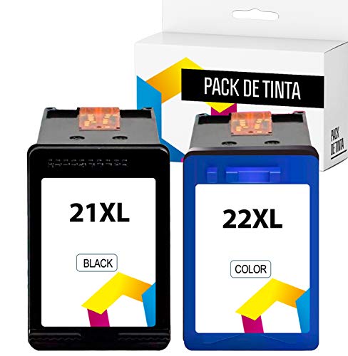 TONERPACK 21 XL 22 XL Cartuchos de Tinta Compatible para HP 21XL 22XL para impresoras Deskjet F4180 F2180 F2280 F2290 F380 F335 F390, HP Officejet 4315 4355 (1 Negro + 1 Tricolor)