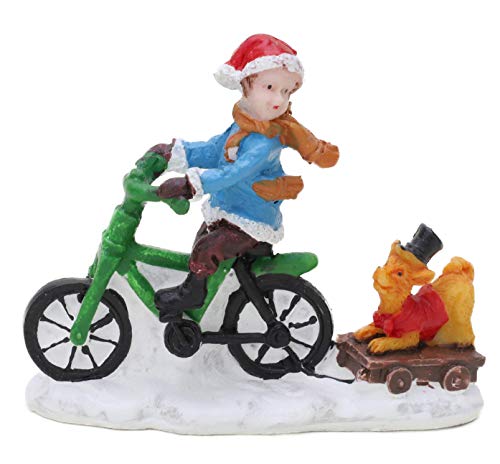 TOYLAND Mini Adorno Coleccionable de Resina Accesorios de Escena de Pueblo - Figuras de Navidad (Niña en Bicicleta)