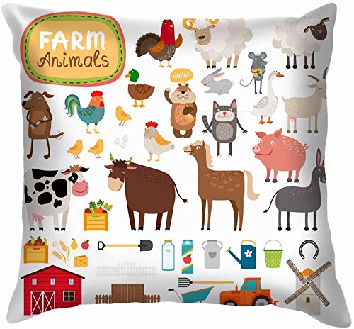 tyui7 Conjunto Animales de Granja Agrícola Fauna Parques de Vacas Fundas de Almohadas al Aire Libre Fundas de Cojines para el hogar Funda de Almohada Regalo 45x45 cm