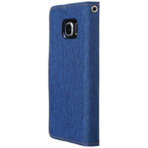 Ultratec Funda protectora para Samsung S6 edge con efecto lino, con función de soporte y compartimentos interiores, azul oscuro