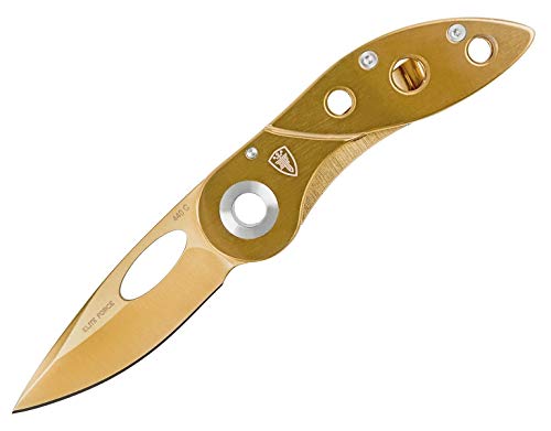 Umarex Elite Force – Navaja de bolsillo dorada con hoja de 6,3 cm de longitud – Cuchillo exterior con acero inoxidable 440 C, se puede utilizar para camping, senderismo, pesca, exteriores