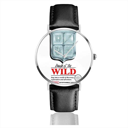 Unisex Business Casual Breath of The Wild NES Retro Relojes Reloj de Cuero de Cuarzo
