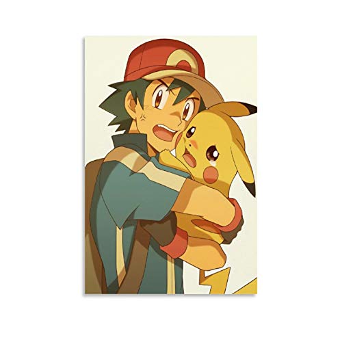 UWER Póster artístico de Ash y Pikachu con diseño de fan de 20 x 30 cm