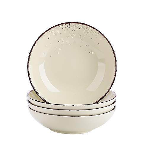 vancasso Serie Navia Nature Platos de Sopa de 4 Piezas, Juego de Platos Hondos Ensadera, 700ml Gres Retro (Cream)