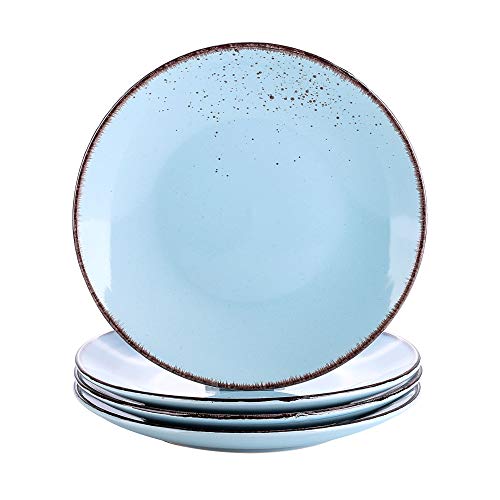 vancasso Serie Navia Oceano Platos de Postre 4 Piezas Juego de Platos Llanos 21CM Gres Azul Claro Retro