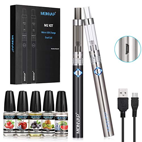 Vaper Cigarros Electronicos, MONVAP M2 Ecig, 2 * Vape Pen + 5* E Liquido, 1,6ohm 2ml, Battería Recargable Cigarrillos Electronicos, E Cigarette Sin Nicotina 0,0mg