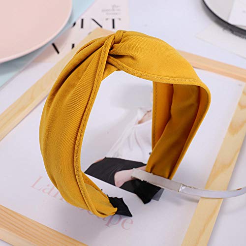 Vintage Bohemian Stick Fabric Cross Headband Cotton Hairband Accesorios para el cabello-Amarillo