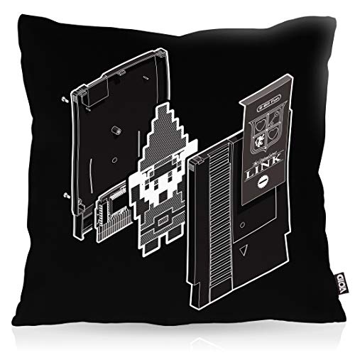 VOID Adventure of Link Funda de Almohada cojín poliéster Impermeable Exterior Indoor Protectores, Color:Negro, Kissen Größe:40 x 40 cm