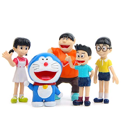 weichuang Lot Creative Micro Garden - Decoración de juguete, 5 unidades, diseño de paisaje de Doraemon Familia, retrato de PVC, figuras de acción, juguetes para niños, regalos de Navidad