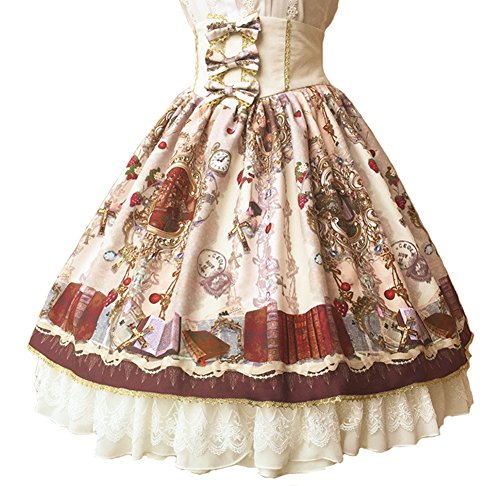 WeiweiSmile Lolita Summer Autumn Paradise Garden Original Court Retro Lace Bowknot High Waist Lolita Falda