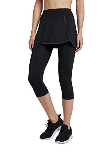 Westkun Falda Pantalón con Polainas Falda de Deportes para Mujer Capris Golf Tennis(Negro,M)