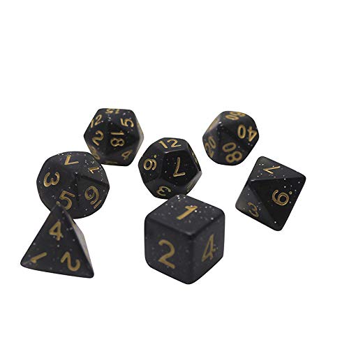 WHFDSBD Dados Poliédricos,Juego De Dados Negro Coloridos Accesorios para Juego De Tablero De Juego De rol De Dungeons and Dragons DND RPG Juegos De Mesa 7 Pcs/Lot