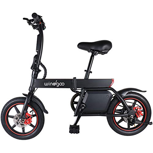 Bicicleta eléctrica para adultos, bicicleta eléctrica plegable de 14  pulgadas, 350 W, 36 V, 6 AH, batería con amortiguador de golpes, bicicleta