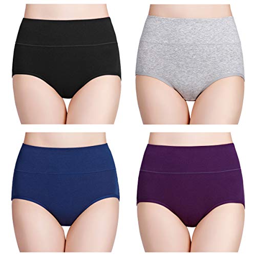 wirarpa Bragas Mujer Algodón Talle Alto 4 Pack Multicolor Talla L 46 48