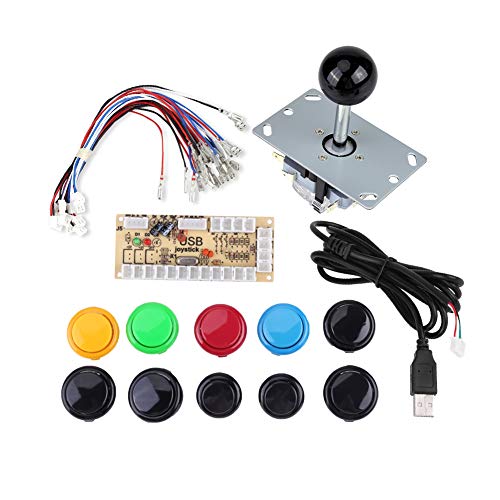 wosume Classic Arcade Joystick, Z-ero Delay Arcade Game DIY Kits Piezas 10 botones + Joystick + USB Encoder para MAME PC [DVD] [DVD] [DVD]