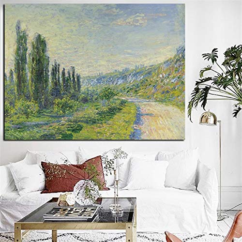 wZUN Lienzo en la Pared, impresión artística, Paisaje impresionista Verde, Pintura al óleo, Cartel, Pared Rural Original, Pintura para Sala de Estar 60x90 Sin Marco