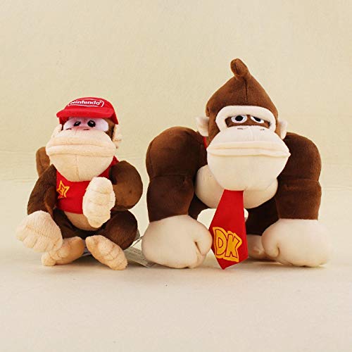 XINQIANG Super Mario de Peluche de Juguete 2 unids/Lote 14-19 cm Super Mario Bros Monkey Donkey Kong y Diddy Kong Juguetes de Peluche Suaves Regalos para niños