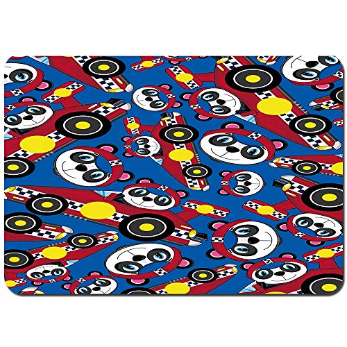 YANAIX Alfombra de Baño,Adorablemente Lindo Oso Panda de Dibujos Animados en Motor Racing Car,Súper Suave Multiuso Lavable a Máquina75x45cm