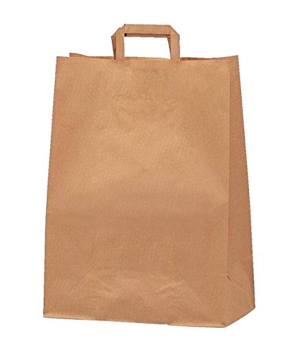 Yearol K09 25 Bolsas papel kraft pequeñas con asa. 24 * 8 * 18 Especial para regalos, comunion, eventos, cumpleaños, comercio, compra, venta, embalaje, transporte. Base plana.