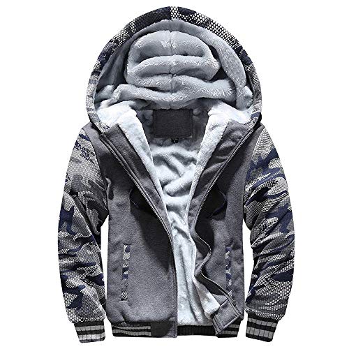 Yesmile Abrigo de Invierno para Hombre Suéter con Cremallera con Capucha Chaqueta de algodón Ropa de Abrigo Caliente de Manga Larga Abrigo Suelto Talla Extra Cálido Invierno