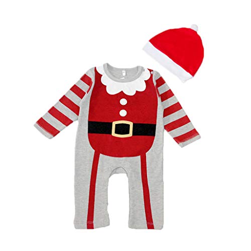 YWLINK Ropa De Bebe ReciéN Nacido Traje De Navidad Navidad Dibujos Animados Sombrero Gorro Mameluco Mono Mono Mezcla De AlgodóN Pijama Suave Y CóModo 0-24 Meses Disfraz Divertido Lindo Juego De Roles