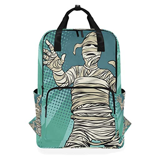 ZOMOY Mochilas，Película de Terror de Momia egipcia Vintage Halloween，Nuevo portátil Informal Ligero Mochila de Lona Colegio Viaje Bolsa de Hombro Camping Escalada Senderismo Bolsas