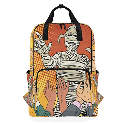 ZOMOY Mochilas，Película de Terror de Momia egipcia Vintage Halloween，Nuevo portátil Informal Ligero Mochila de Lona Colegio Viaje Bolsa de Hombro Camping Escalada Senderismo Bolsas