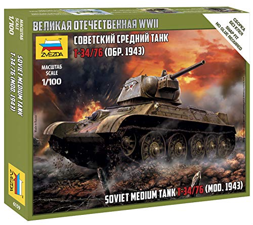 Zvezda 1/100 Soviet T-34/76 Mod 1942 # 6159 - Plastic Model Kit by Zvezda