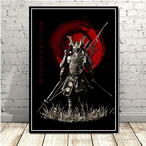 ZWXDMY Impresión De Lienzo,Samurai Japonés Espadachín Sangre Fría Abstracción Arte Pintura Decorativa Pared,Decoración De Hogar Imprimir Póster Mural Arte Lienzo,Imagen,30×40 Cm.