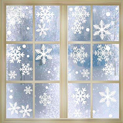 270 PCS Blanco Copos de nieve Ventana CLING CLING STICK STICKERS S Invierno País de las Maravillas Decoraciones Adornos Suministros Partido Coronínico Reutilizable PVC Stickers pegatinas navidad venta