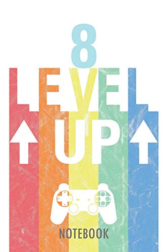 8 LEVEL UP - NOTEBOOK: Happy birthday for kids - A lined notebook for birthday kids (8 years old) with a stylish vintage gaming design.