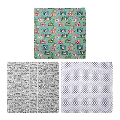 ABAKUHAUS Pack de 3 Bandanas Unisex, Hipster Foto Cámaras Estante con los semicírculos concéntricos incompletos Forma, Multicolor