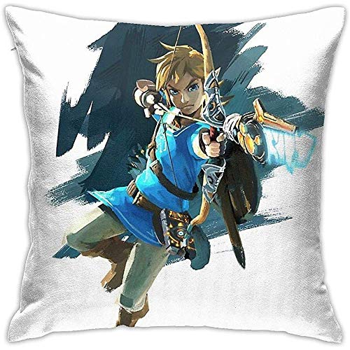 Ahdyr Fundas de Almohada Decorativas, Zelda Breath of The Wild Archer Link Fundas cuadradas, Funda de cojín para sofá de casa, 45X45Cm