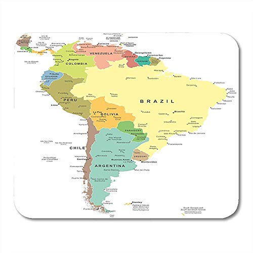 Alfombrilla de ratón antideslizante, alfombrilla de ratón para juegos, base de goma, mapa de América Central del Sur, Perú, Paraguay, Argentina, Barbados Bolivia, 30 x 25 cm, alfombrilla para ratón