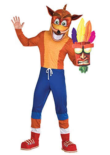 amscan-Adult Mens Crash Bandicoot Costume (Standard) Disfraz, Color marrón, (39-41 Chest) (9907087)