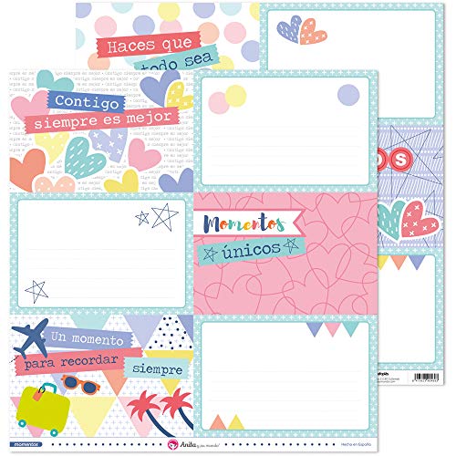 Anita y Su Mundo Colección Momentos Papeles de Scrapbooking, Paper, Tarjetas Grandes, 30.5 x 30.5 cm