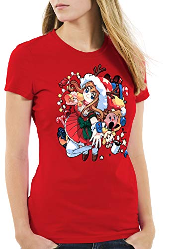 A.N.T. X-mas Gamer Girl Suéter de Navidad Camiseta para Mujer T-Shirt Sweater x-mas SNES, Talla:XS