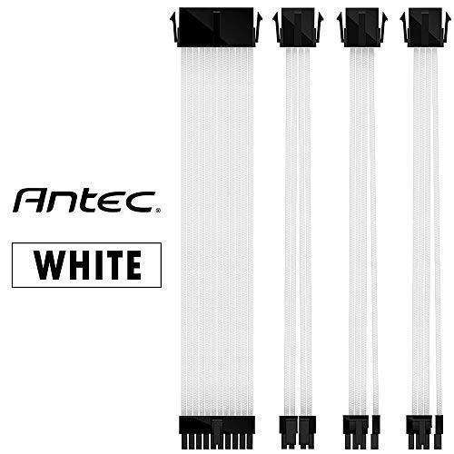 Antec Cable de Fuente de alimentación / 24 Pines ATX / 4 + 4 Pines EPS / 6 + 2 Pines PCI-E PSU Kit de Cable de extensión de 30 cm de Longitud con peines, Blanco (11.8 Pulgadas / 30 cm)