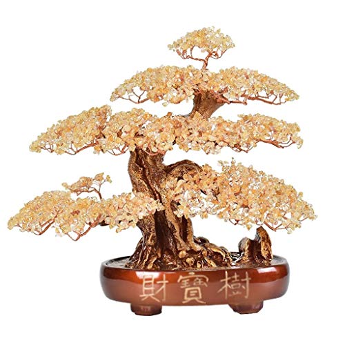 Árbol del dinero bonsai feng shui Cristal amarillo árbol Bonsai piedra preciosa natural del árbol del dinero de Lucky regalo del árbol de la sala de estar y Oficina Decoración Feng Shui Decoración Cur