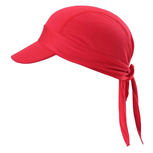 Arcweg Pañuelos de Cabezas Hombres Bandanas Verano Gorros Piratas de Ciclismo con Visera Malla Transpirable UV Protección UPF 50＋Running Deportes al Aire Libre Rojo para Cabeza 54-62cm