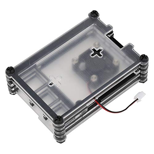 ASHATA Para la Carcasa de Raspberry Pi con Carcasa de acrílico, Carcasa Protectora de 9 Capas Negra + Carcasa de acrílico Transparente para Raspberry Pi 4 Modelo B