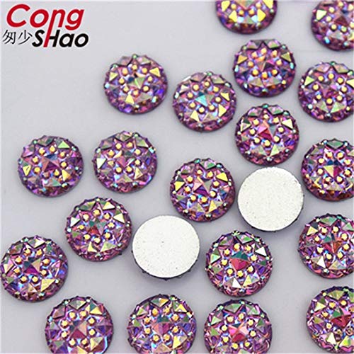 Astonish Cong Shao 300 piezas 10 mm AB colorido redondo plano reverso piedras y cristales Rhinestone Aplicaciones Disfraz DIY accesorios CS40 AB