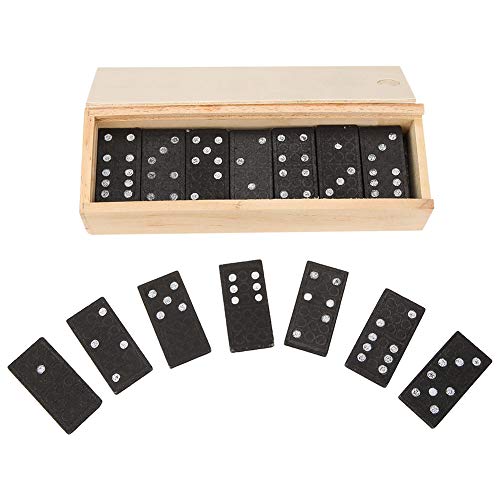 Atyhao Juego de dominó de Madera, 28 Piezas/Juego Mini Juego de Viaje de 28 dominós en Caja de Almacenamiento de Madera con Diapositivas Tarjetas de Madera Juego Educativo para niños