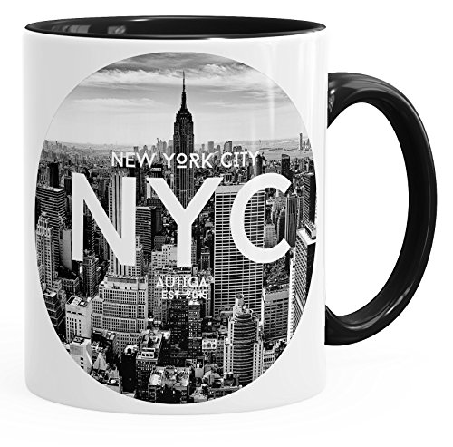 Autiga - Taza con impresión fotográfica de Nueva York de Manhattan Rockefeller Center NYC, cerámica, NYC - Dyed Negro, Talla única