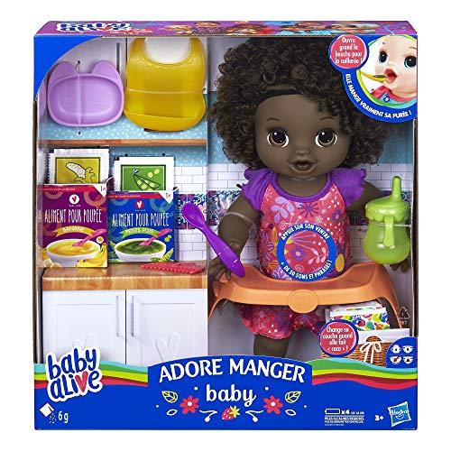 Baby Alive Adore Manger - Muñeca de Pelo Negro