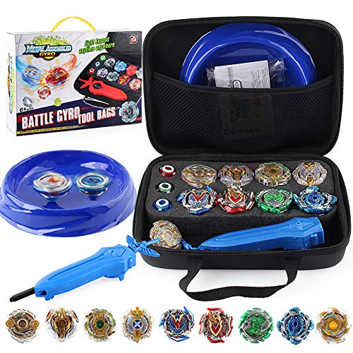 BALALALA 9 Pcs Peonzas Juguetes Conjunto, con Estuche Portátil, Gyro Spinner con 2 Burst Turbo Launcher Set, Cumpleaños, Navidad Regalo, Regalo de año Nuevo para los Niños