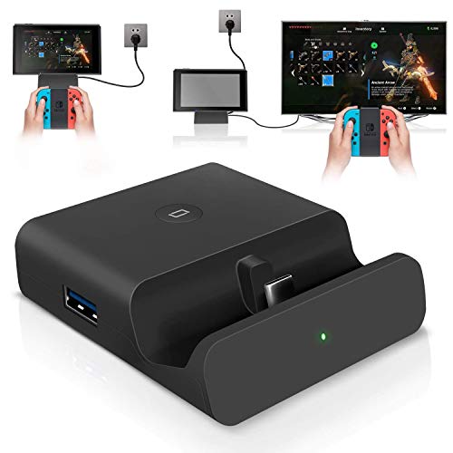 Base de Carga para Nintendo Switch Portable TV Dock for Nintendo Switch with USB-C PD Charging Stand, HDMI Adapter and USB 3.0 Port, Support Samsung Dex Mode/Huawei PC Mode